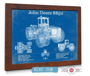 20" x 16" / Walnut Frame Cutler West 1982 John Deere 8850 4wd Tractor Vintage Blueprint Auto Print