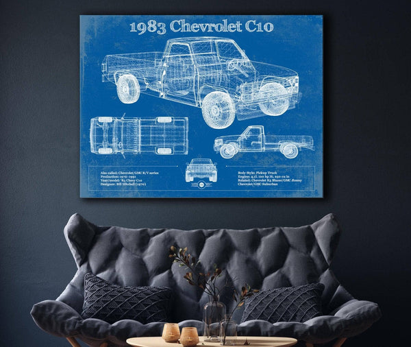 Cutler West 1983 Chevrolet C10 - Third generation (Rounded Line) - Vintage Blueprint Auto Print