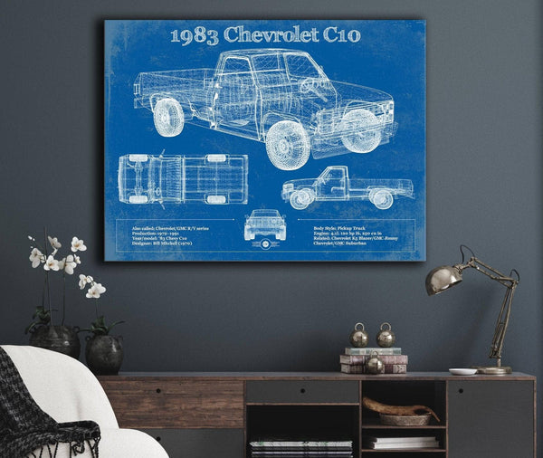 Cutler West 1983 Chevrolet C10 - Third generation (Rounded Line) - Vintage Blueprint Auto Print