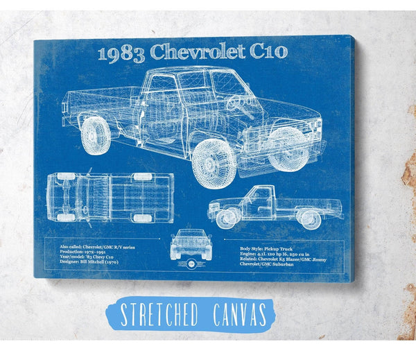Cutler West 1983 Chevrolet C10 - Third generation (Rounded Line) - Vintage Blueprint Auto Print