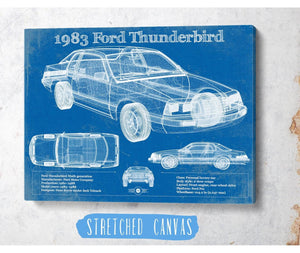Cutler West 1983 Ford Thunderbird Vintage Blueprint Auto Print