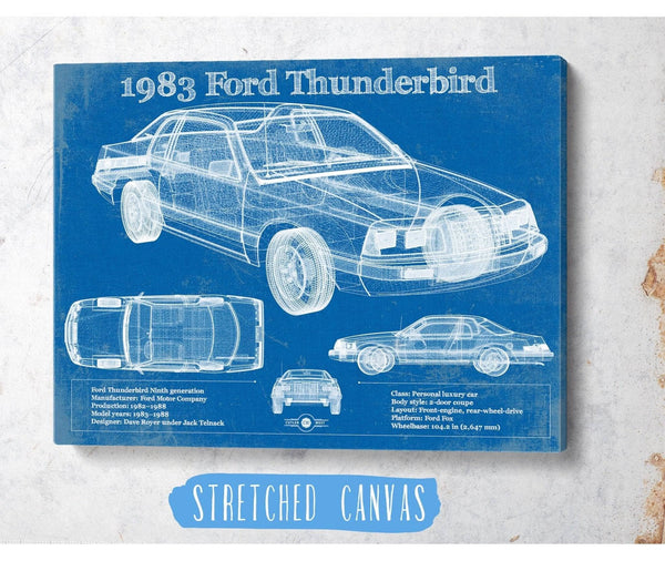 Cutler West 1983 Ford Thunderbird Vintage Blueprint Auto Print