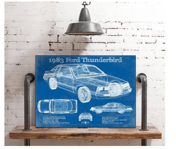 Cutler West 1983 Ford Thunderbird Vintage Blueprint Auto Print