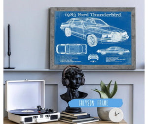 Cutler West 1983 Ford Thunderbird Vintage Blueprint Auto Print