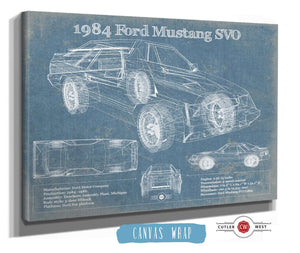 Cutler West 1984 Ford Mustang SVO Vintage Blueprint Auto Print