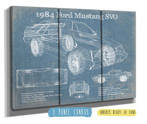 36" x 24" / 3 Panel Canvas Wrap Cutler West 1984 Ford Mustang SVO Vintage Blueprint Auto Print