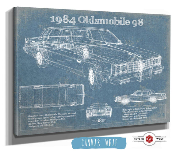Cutler West 1984 Oldsmobile 98 Vintage Blueprint Auto Print