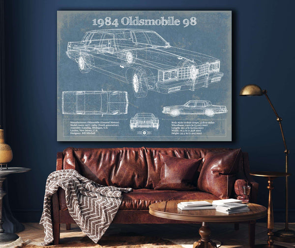 Cutler West 1984 Oldsmobile 98 Vintage Blueprint Auto Print
