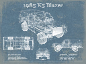 14" x 11" / Unframed Cutler West 1985 Chevrolet K5 Blazer Blueprint Vintage Auto Patent Print