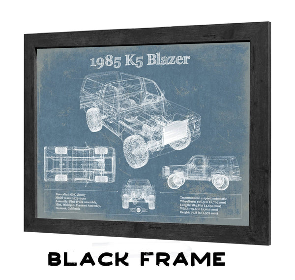 20" x 16" / Black Frame Cutler West 1985 Chevrolet K5 Blazer Blueprint Vintage Auto Patent Print