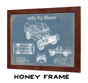 20" x 16" / Walnut Frame Cutler West 1985 Chevrolet K5 Blazer Blueprint Vintage Auto Patent Print