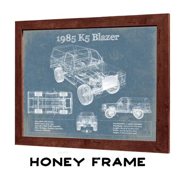 20" x 16" / Walnut Frame Cutler West 1985 Chevrolet K5 Blazer Blueprint Vintage Auto Patent Print