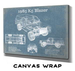 36" x 24" / 3 Panel Canvas Wrap Cutler West 1985 Chevrolet K5 Blazer Blueprint Vintage Auto Patent Print