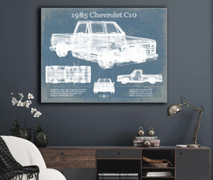 Cutler West 1985 Chevy C10 Vintage Blueprint Auto Print