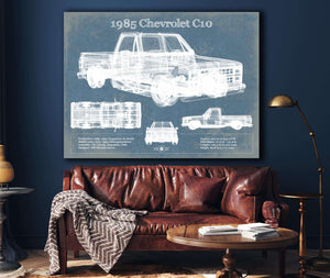 Cutler West 1985 Chevy C10 Vintage Blueprint Auto Print
