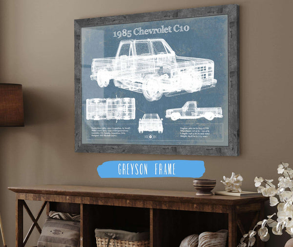 14" x 11" / Greyson Frame Cutler West 1985 Chevy C10 Vintage Blueprint Auto Print