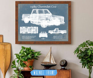 20" x 16" / Walnut Frame Cutler West 1985 Chevy C10 Vintage Blueprint Auto Print