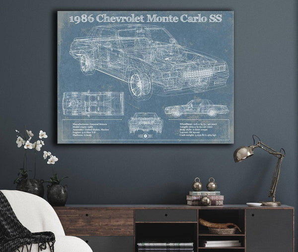 Cutler West 1986 Chevrolet Monte Carlo SS Blueprint Vintage Auto Patent Print
