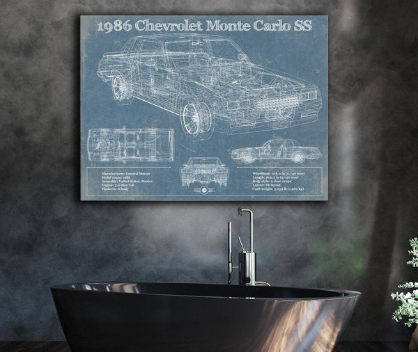 Cutler West 1986 Chevrolet Monte Carlo SS Blueprint Vintage Auto Patent Print