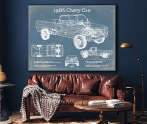 Cutler West 1986 Chevy C10 Vintage Blueprint Auto Print