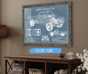 14" x 11" / Greyson Frame Cutler West 1986 Chevy C10 Vintage Blueprint Auto Print