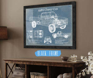 20" x 16" / Black Frame Cutler West 1986 Chevy C10 Vintage Blueprint Auto Print