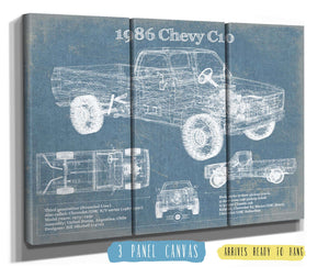36" x 24" / 3 Panel Canvas Wrap Cutler West 1986 Chevy C10 Vintage Blueprint Auto Print