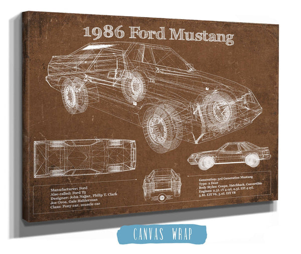 Cutler West 1986 Ford Mustang GT Blueprint Vintage Auto Print