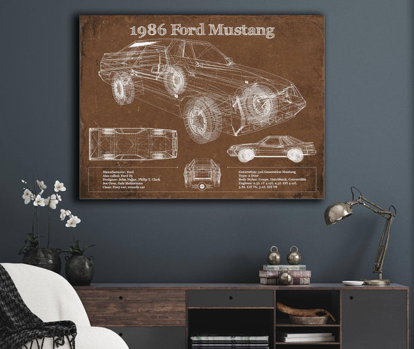 Cutler West 1986 Ford Mustang GT Blueprint Vintage Auto Print