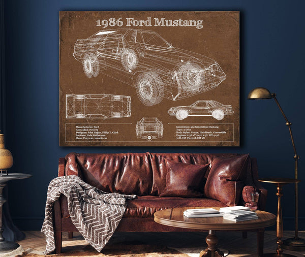Cutler West 1986 Ford Mustang GT Blueprint Vintage Auto Print