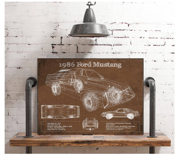 Cutler West 1986 Ford Mustang GT Blueprint Vintage Auto Print