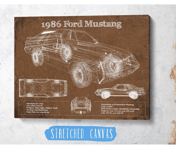 Cutler West 1986 Ford Mustang GT Blueprint Vintage Auto Print