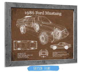 14" x 11" / Greyson Frame Cutler West 1986 Ford Mustang GT Blueprint Vintage Auto Print