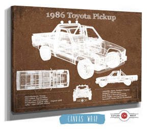Cutler West 1986 Toyota Hilux Pickup Vintage Blueprint Auto Print