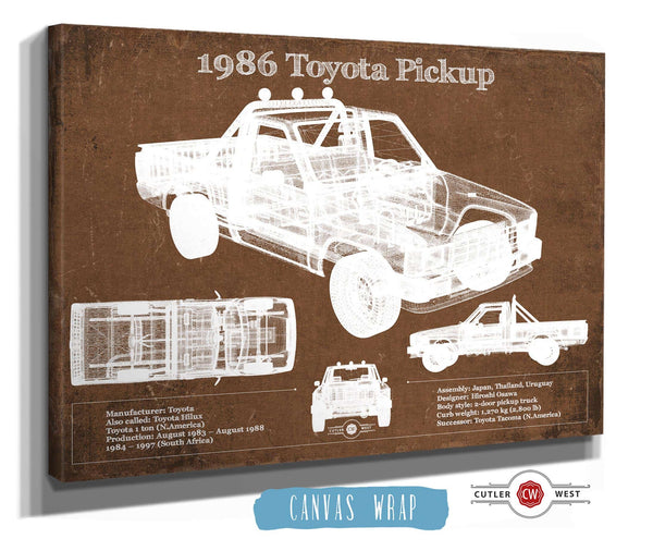 Cutler West 1986 Toyota Hilux Pickup Vintage Blueprint Auto Print