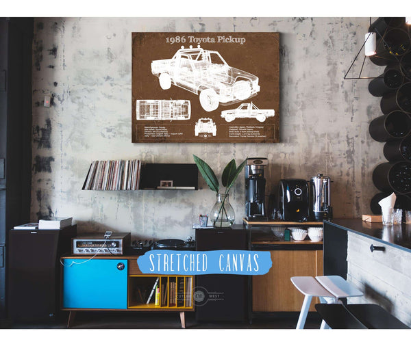 Cutler West 1986 Toyota Hilux Pickup Vintage Blueprint Auto Print