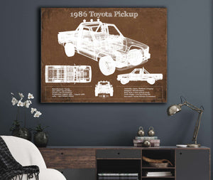 Cutler West 1986 Toyota Hilux Pickup Vintage Blueprint Auto Print