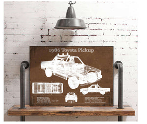 Cutler West 1986 Toyota Hilux Pickup Vintage Blueprint Auto Print