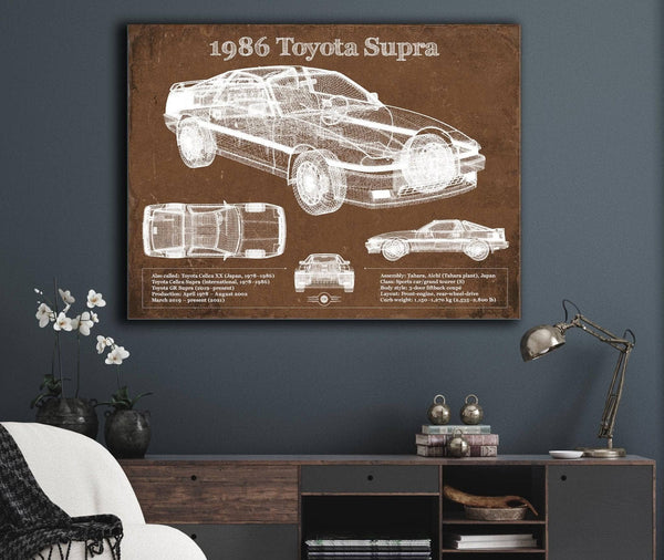Cutler West 1986 Toyota Supra Vintage Blueprint Auto Print