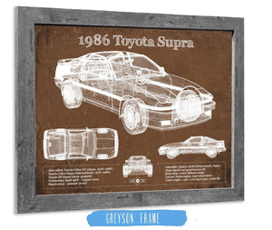 14" x 11" / Greyson Frame Cutler West 1986 Toyota Supra Vintage Blueprint Auto Print