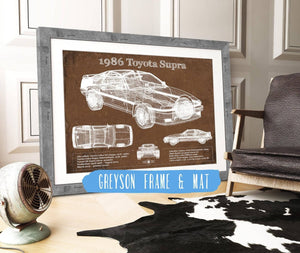 14" x 11" / Greyson Frame & Mat Cutler West 1986 Toyota Supra Vintage Blueprint Auto Print