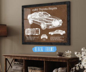 20" x 16" / Black Frame Cutler West 1986 Toyota Supra Vintage Blueprint Auto Print