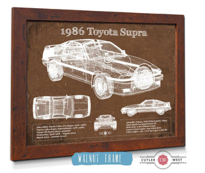 20" x 16" / Walnut Frame Cutler West 1986 Toyota Supra Vintage Blueprint Auto Print