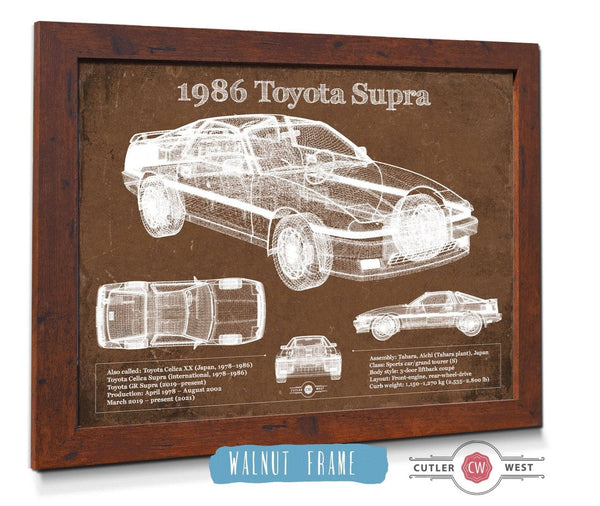 20" x 16" / Walnut Frame Cutler West 1986 Toyota Supra Vintage Blueprint Auto Print