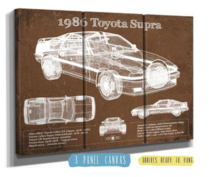 36" x 24" / 3 Panel Canvas Wrap Cutler West 1986 Toyota Supra Vintage Blueprint Auto Print