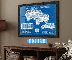 20" x 16" / Black Frame Cutler West 1987 Toyota 4runner Vintage Blueprint Auto Print
