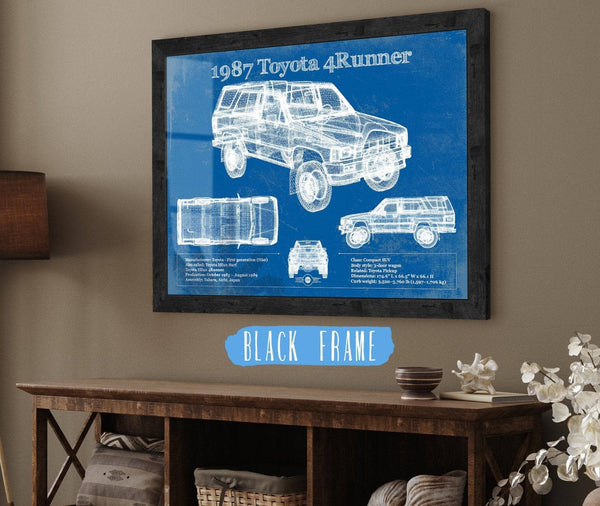 20" x 16" / Black Frame Cutler West 1987 Toyota 4runner Vintage Blueprint Auto Print