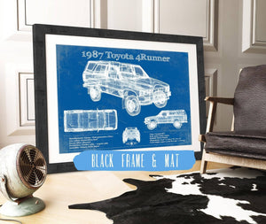 20" x 16" / Black Frame & Mat Cutler West 1987 Toyota 4runner Vintage Blueprint Auto Print
