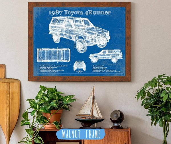 20" x 16" / Walnut Frame Cutler West 1987 Toyota 4runner Vintage Blueprint Auto Print