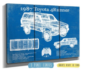 36" x 24" / 3 Panel Canvas Wrap Cutler West 1987 Toyota 4runner Vintage Blueprint Auto Print